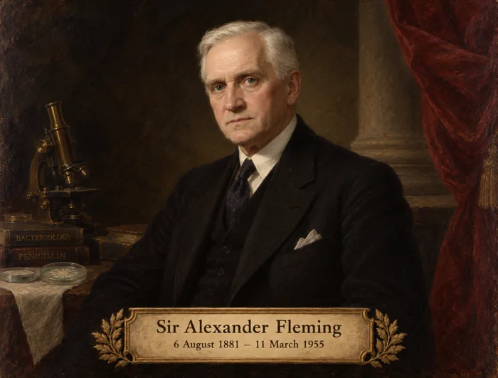Portrait of Sir Alexander Fleming, 6 August 1881 to 11 March 1955.
