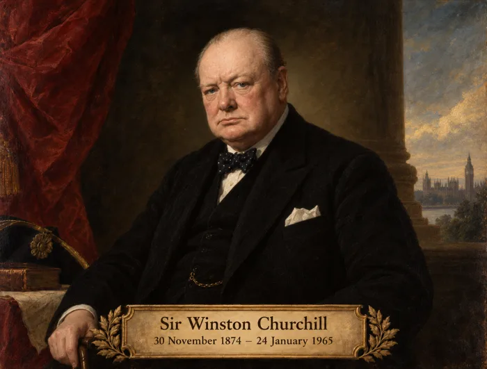 Portrait of Sir Winston Churchill, 30 November 1874 to 24 January 1965.